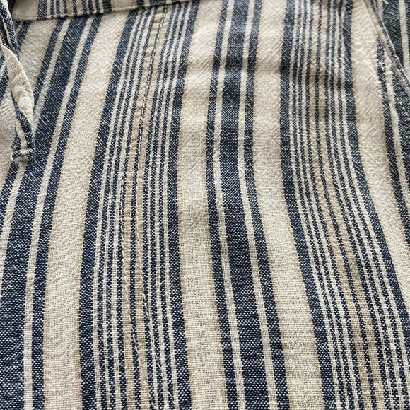 Per Se Striped Linen Blend Pull On Straight Leg Pants Blue Tan and White Size M - Picture 9 of 12
